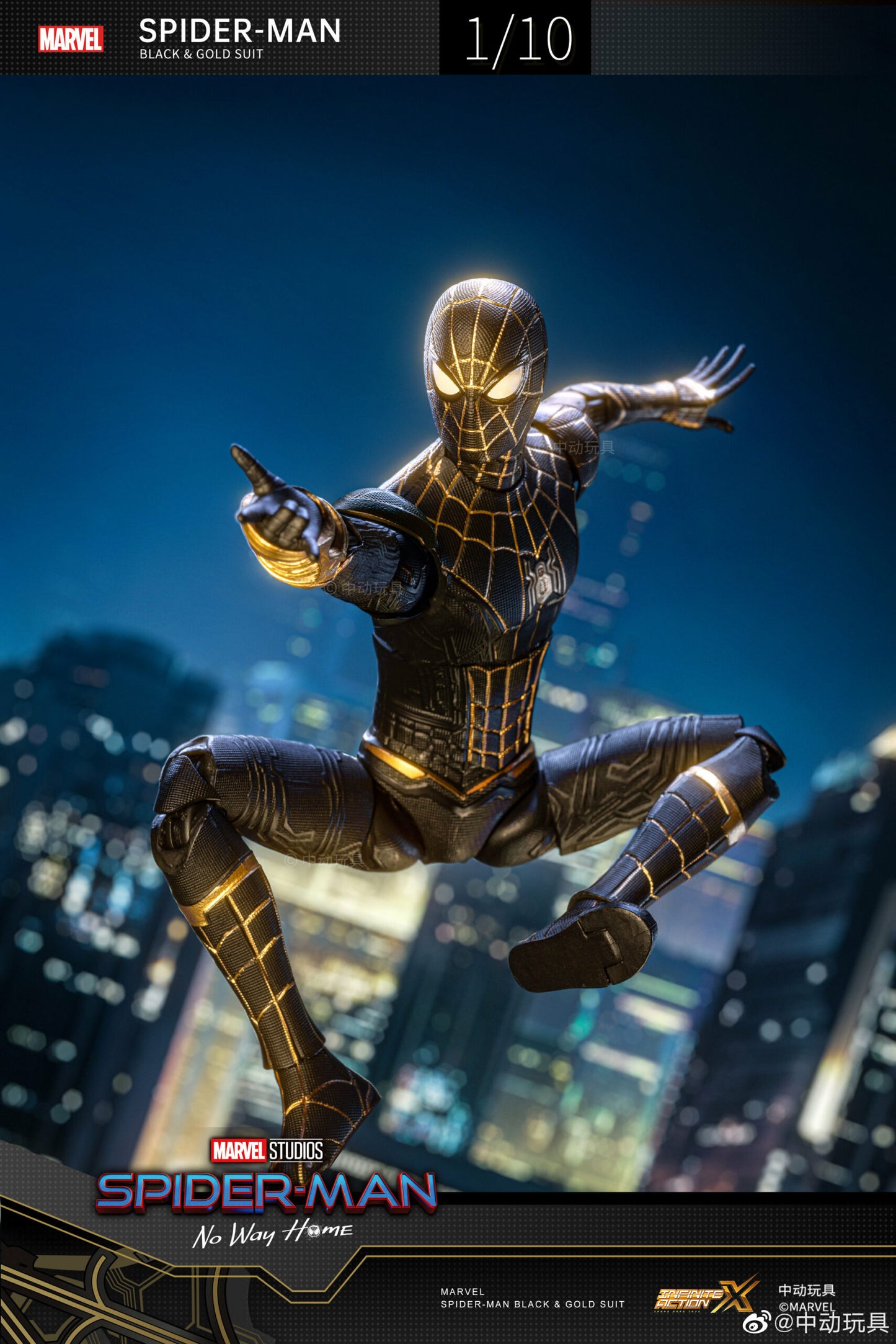 ZD Toys Spider-Man (Black &amp; Gold Suit) 1:10 Scale Collectible Figure