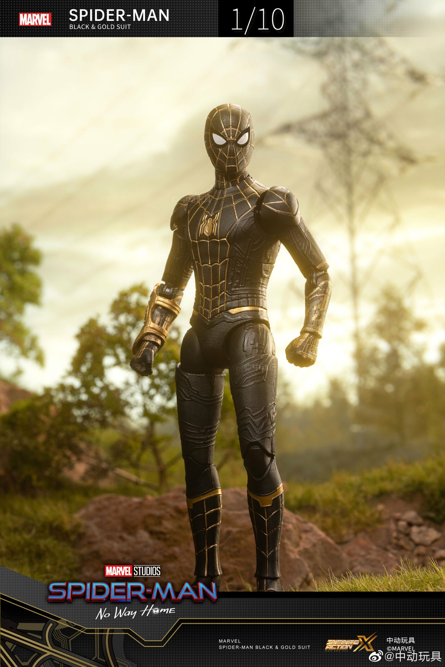 ZD Toys Spider-Man (Black &amp; Gold Suit) 1:10 Scale Collectible Figure