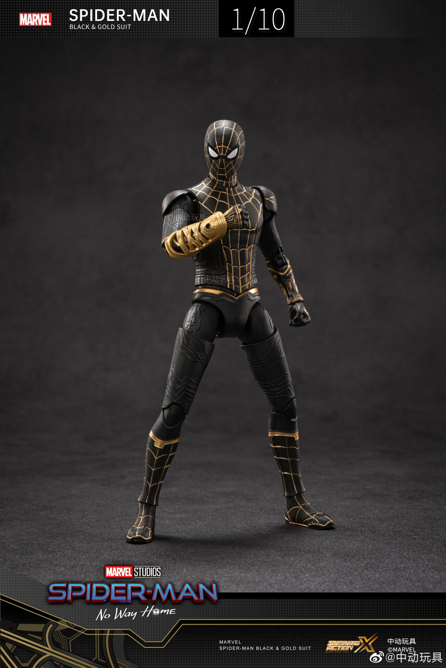 ZD Toys Spider-Man (Black &amp; Gold Suit) 1:10 Scale Collectible Figure