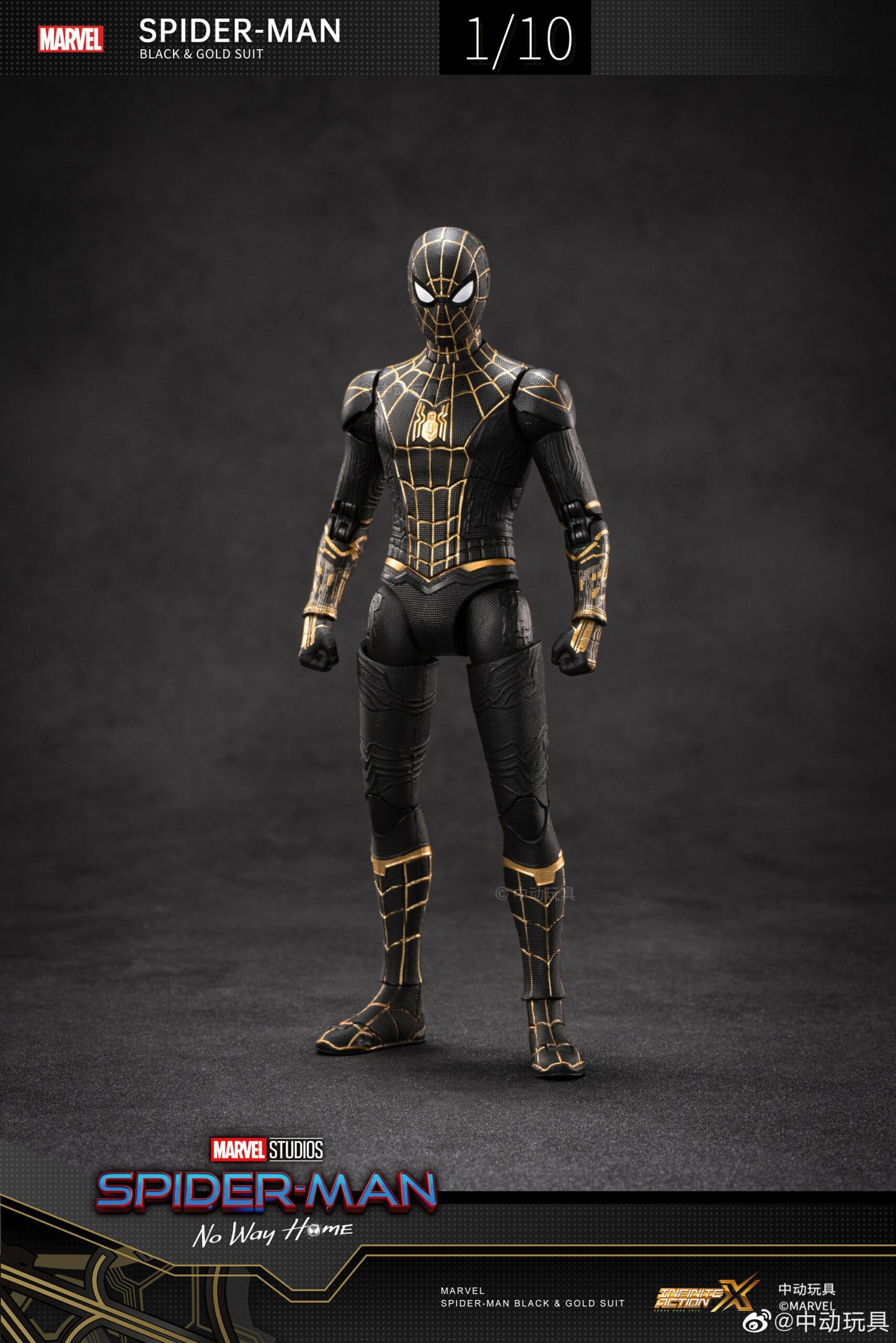 ZD Toys Spider-Man (Black &amp; Gold Suit) 1:10 Scale Collectible Figure