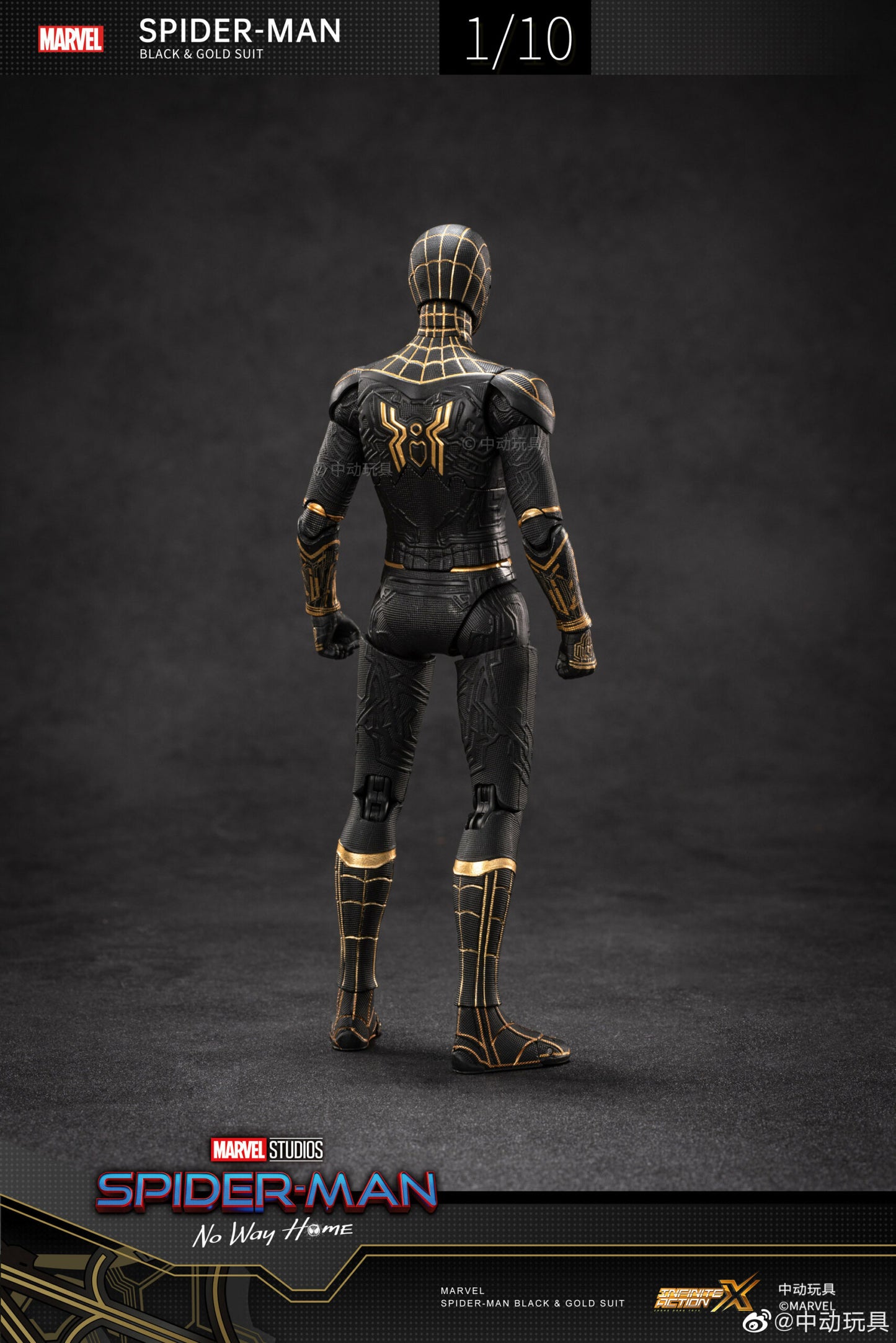 ZD Toys Spider-Man (Black &amp; Gold Suit) 1:10 Scale Collectible Figure