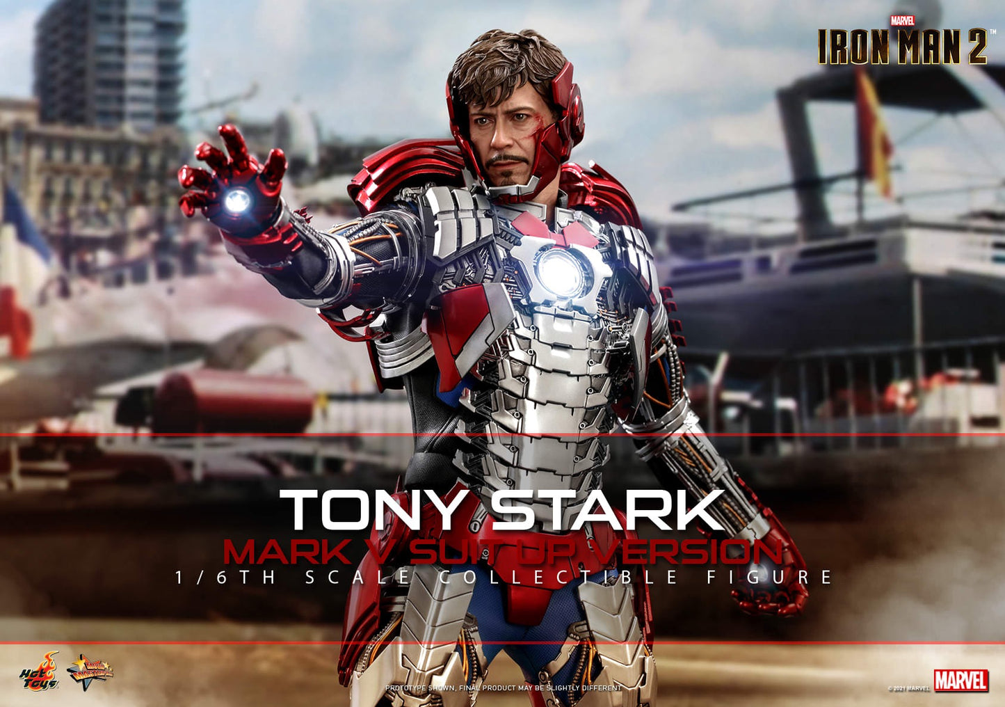 Hot Toys Iron Man 2 - 1:6 Scale Tony Stark (Mark V Suit up Version) Collectible Figure (Standard Version) MMS599