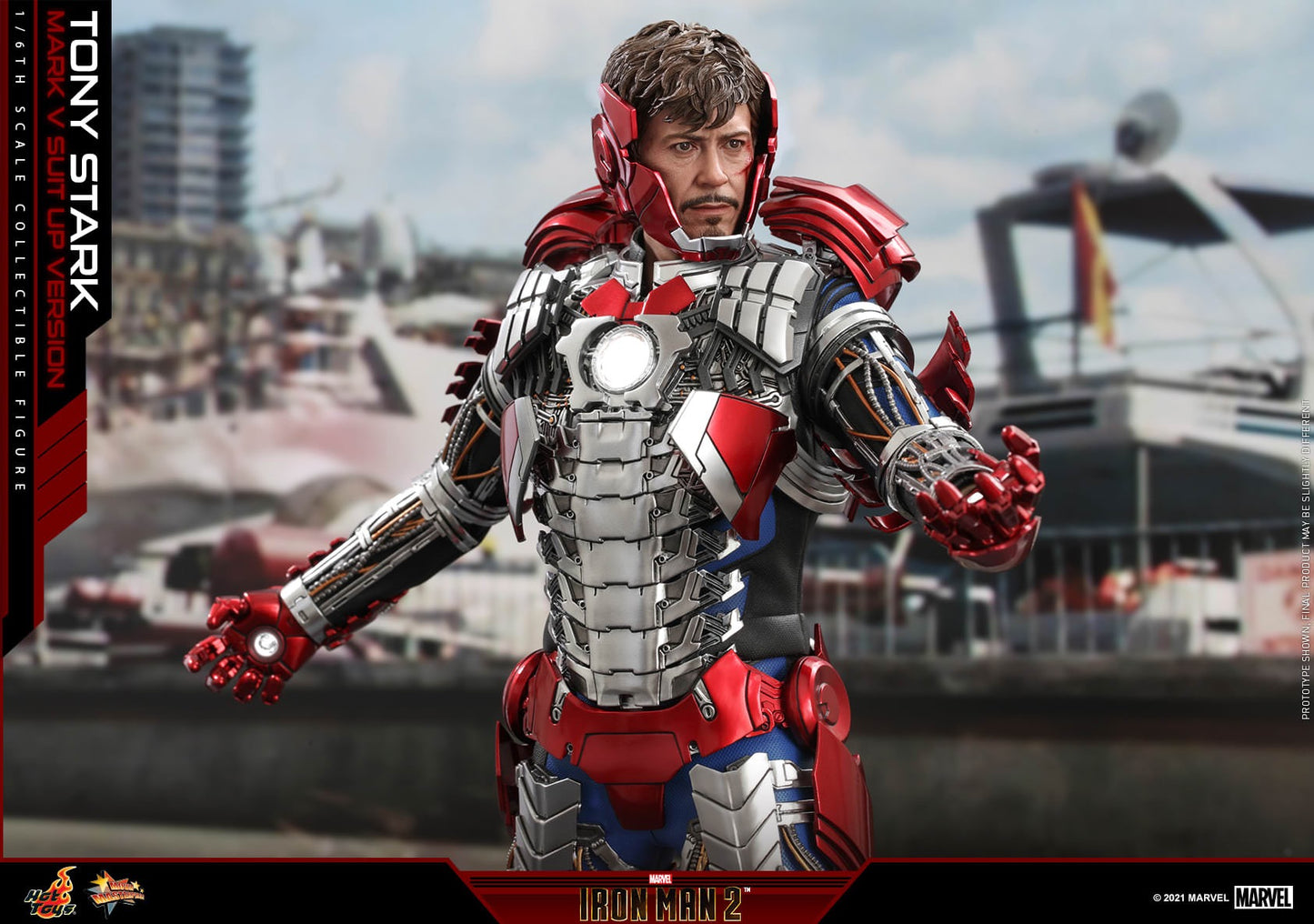 Hot Toys Iron Man 2 - 1:6 Scale Tony Stark (Mark V Suit up Version) Collectible Figure (Standard Version) MMS599