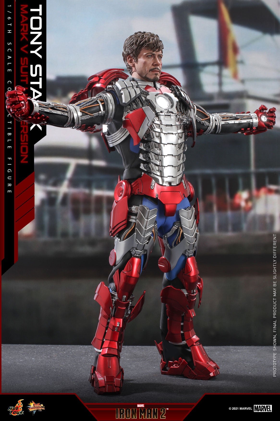 Hot Toys Iron Man 2 - 1:6 Scale Tony Stark (Mark V Suit up Version) Collectible Figure (Standard Version) MMS599