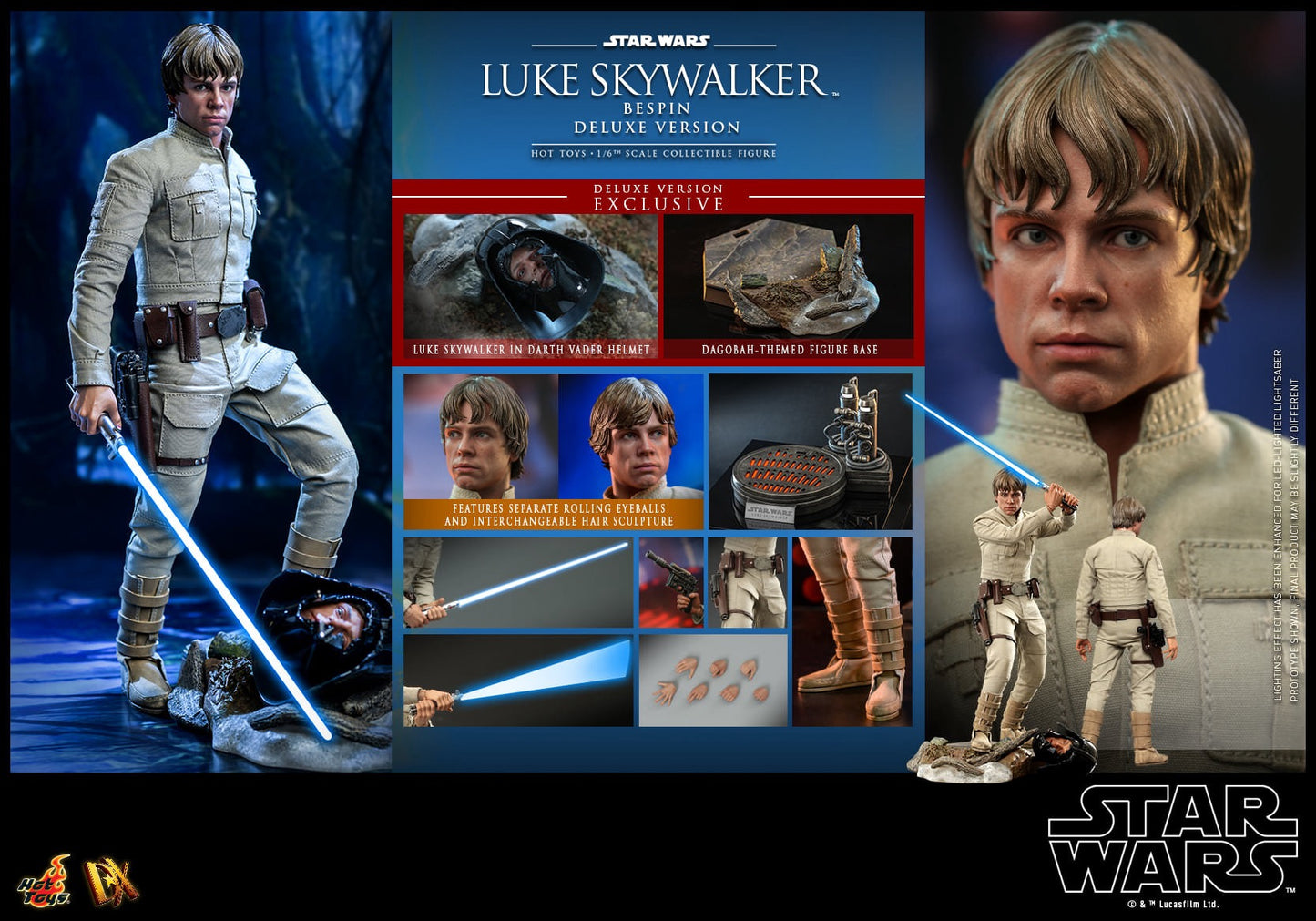 Hot Toys 1:6 Scale Star Wars : The Empire Strikes Back - Luke Skywalker ( Bespin ) Collectible Figure ( Deluxe Version ) DX25