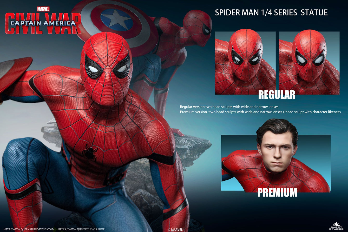 Queen Studios Spider-Man 1/4 Scale Captain America: Civil War Statue (Premium Edition)