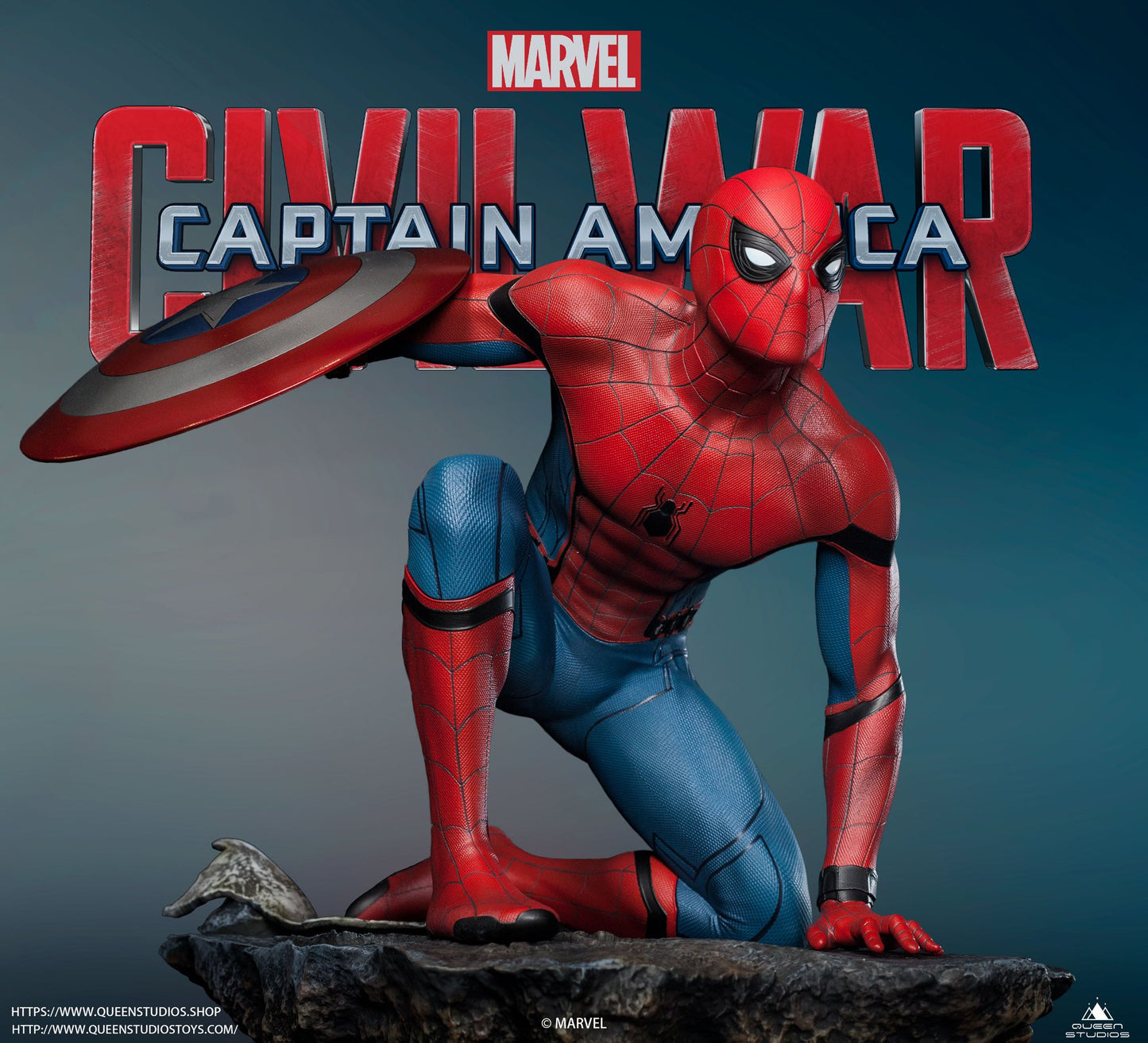 Queen Studios Spider-Man 1/4 Scale Captain America: Civil War Statue (Premium Edition)