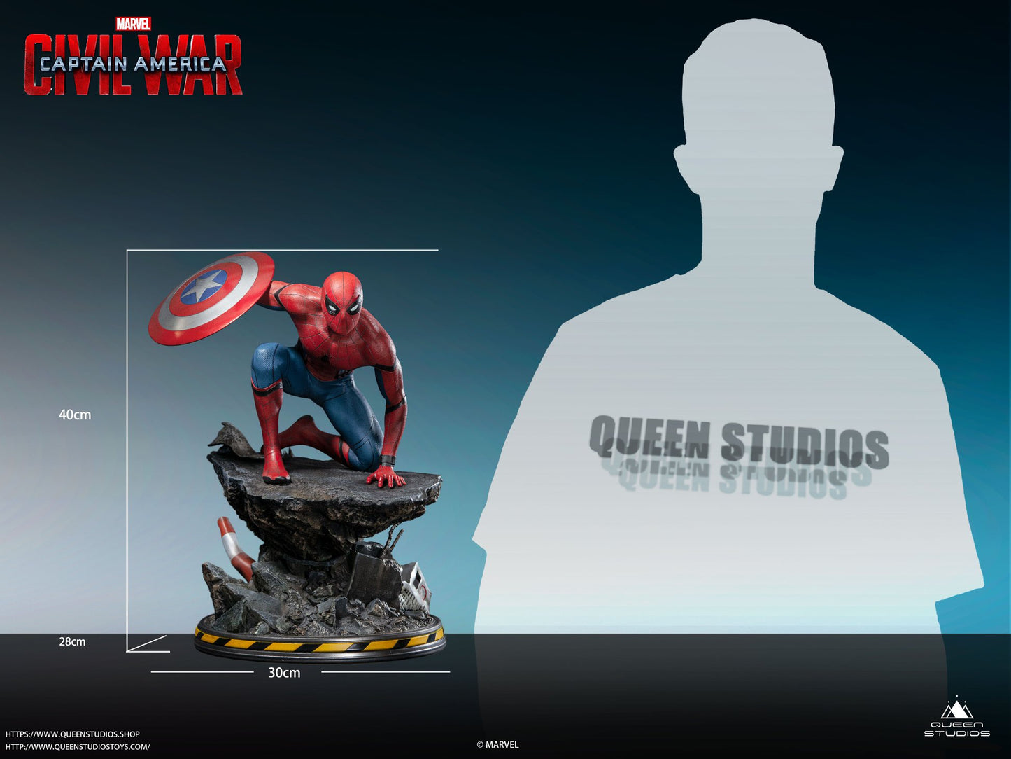 Queen Studios Spider-Man 1/4 Scale Captain America: Civil War Statue (Premium Edition)