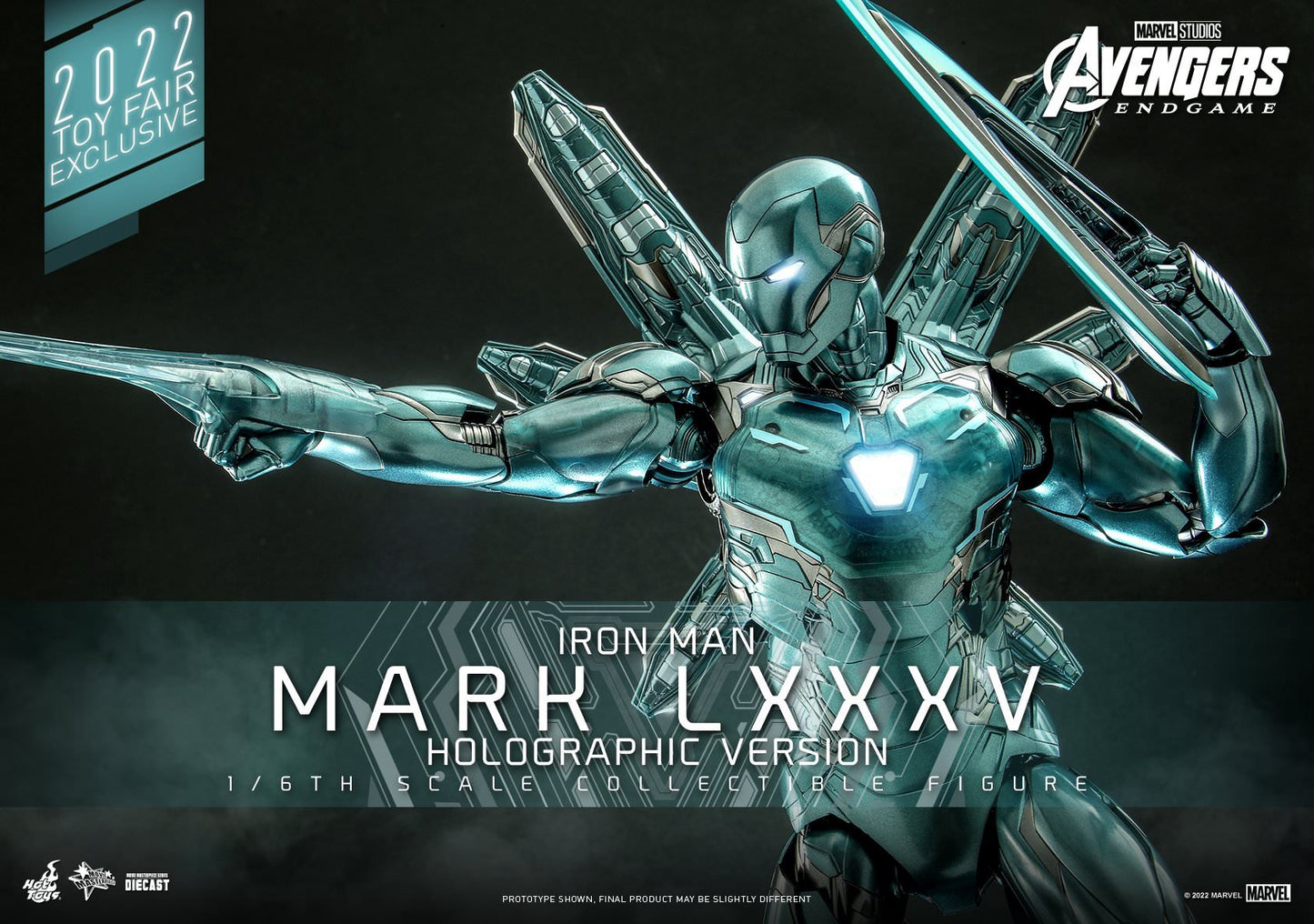 Hot Toys 1:6 Scale Avengers: Endgame Iron Man Mark LXXXV (Holographic Version) Toy Fair Exclusive Collectible Figure Diecast MMS646D45