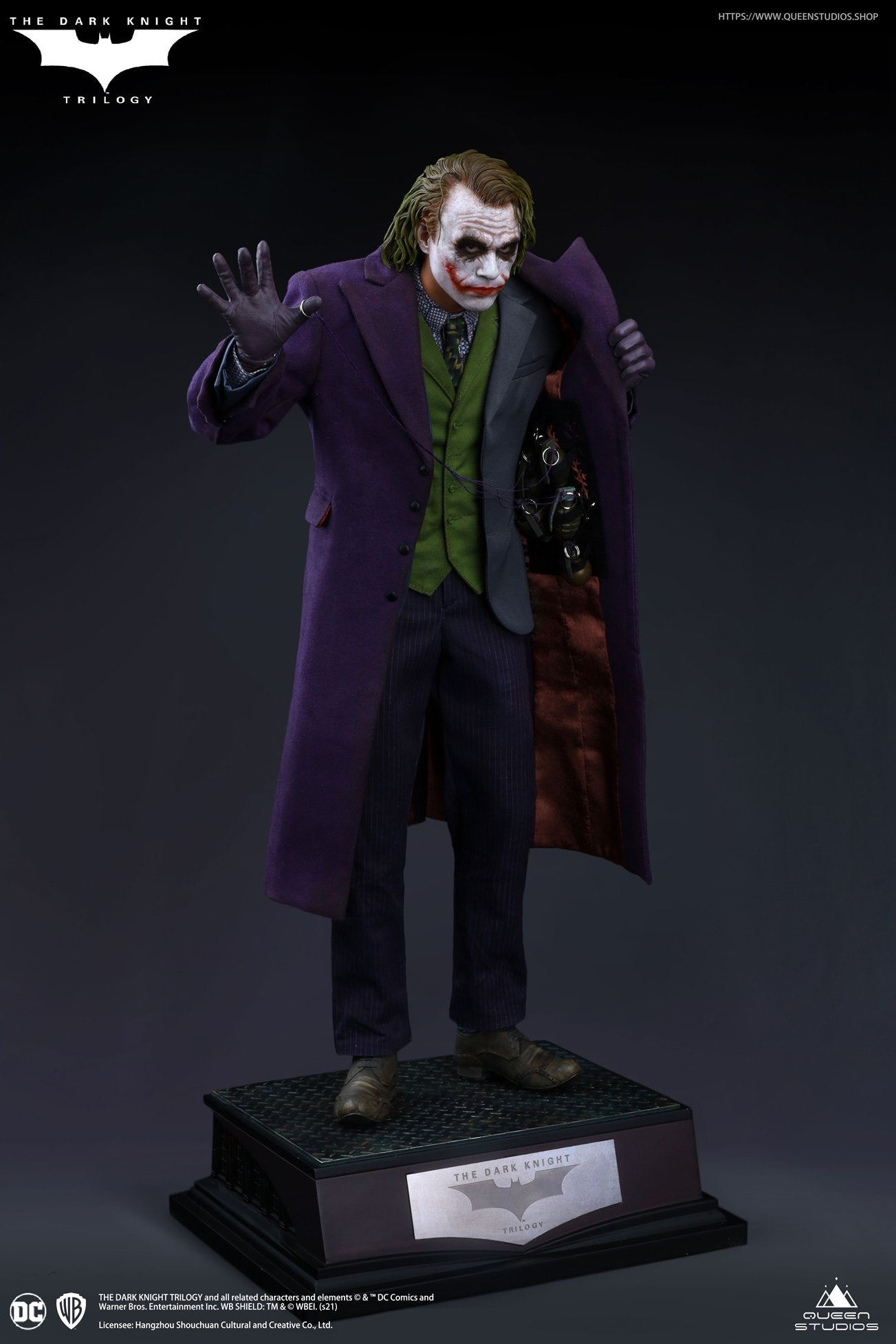 Queen Studios The Dark Knight  Heath Ledger Joker 1:4 Scale Collectible Statue (Standard Edition)(Sculpted Hair)