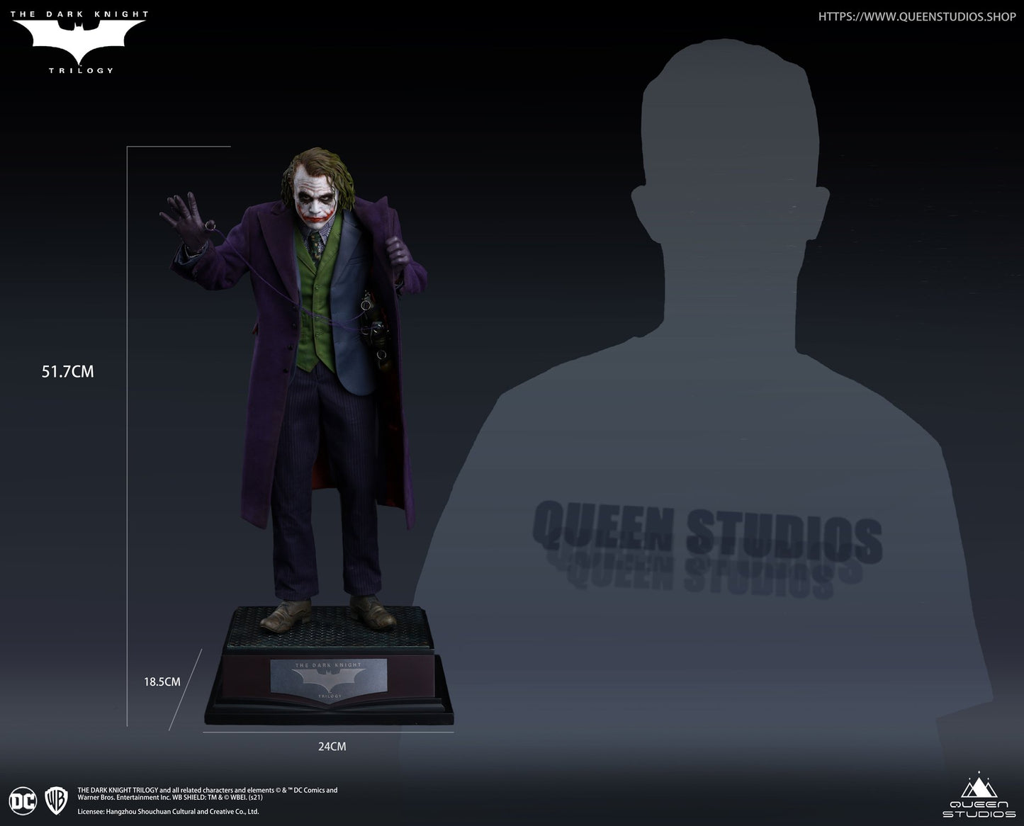 Queen Studios The Dark Knight  Heath Ledger Joker 1:4 Scale Collectible Statue (Standard Edition)(Sculpted Hair)