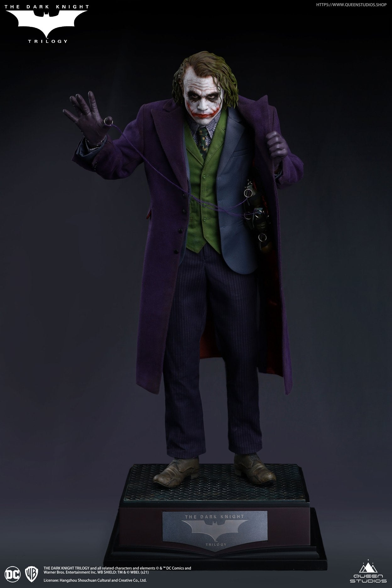 Queen Studios The Dark Knight  Heath Ledger Joker 1:4 Scale Collectible Statue (Standard Edition)(Sculpted Hair)