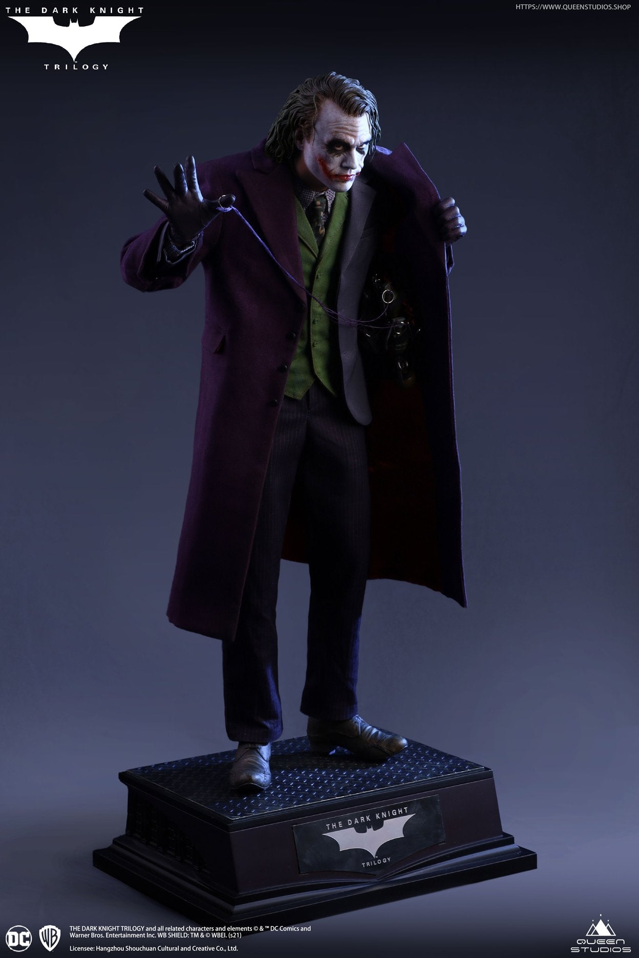 Queen Studios The Dark Knight  Heath Ledger Joker 1:4 Scale Collectible Statue (Standard Edition)(Sculpted Hair)