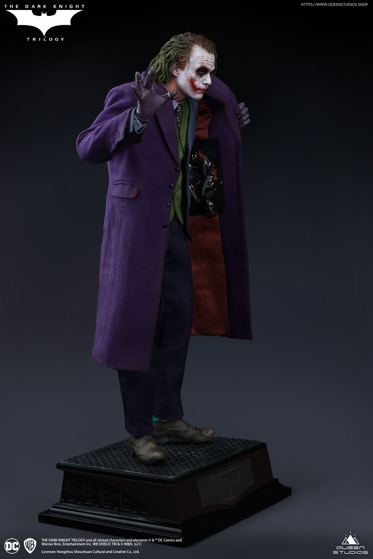 Queen Studios The Dark Knight  Heath Ledger Joker 1:4 Scale Collectible Statue (Standard Edition)(Sculpted Hair)