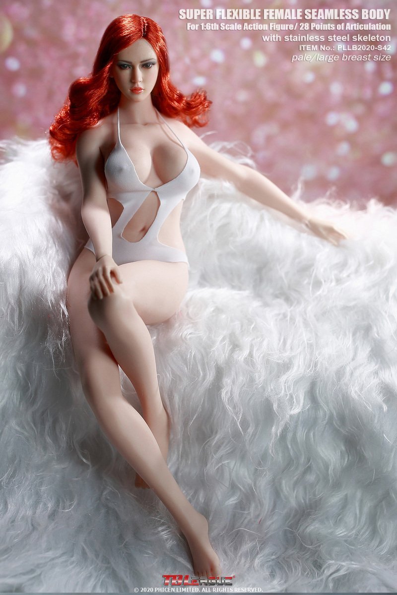 TBLeague S42 1/6 Pale Skin Large Breast Tall Girls Seamless Body with Head Sculpt