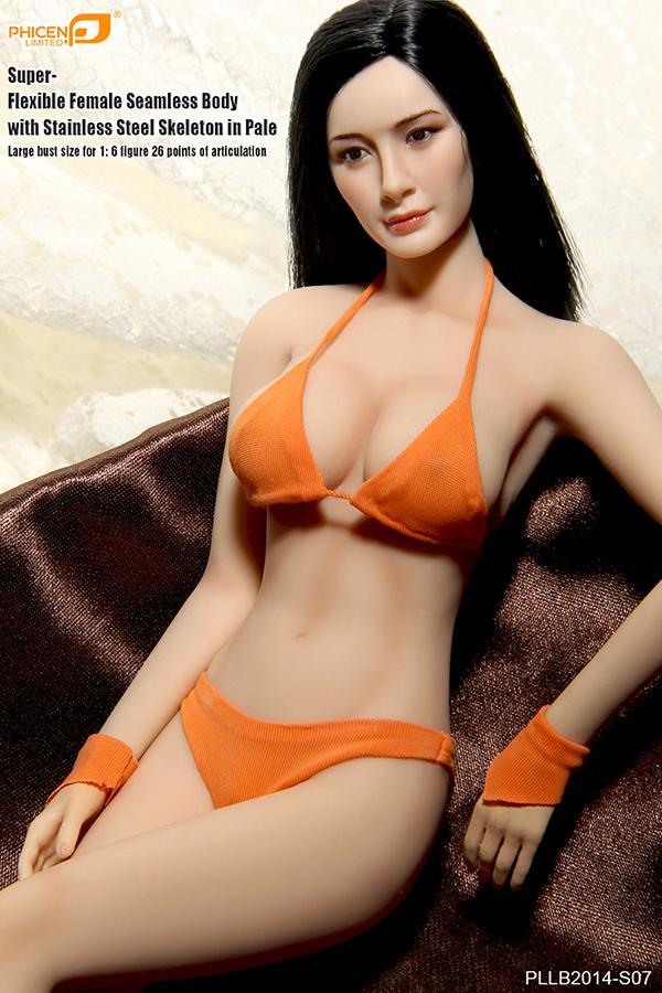 PHICEN PLLB2014-S07 Super-Flexible Female Seamless Body with Stainless Steel Skeleton in Pale/big bust size 1: 6 figure