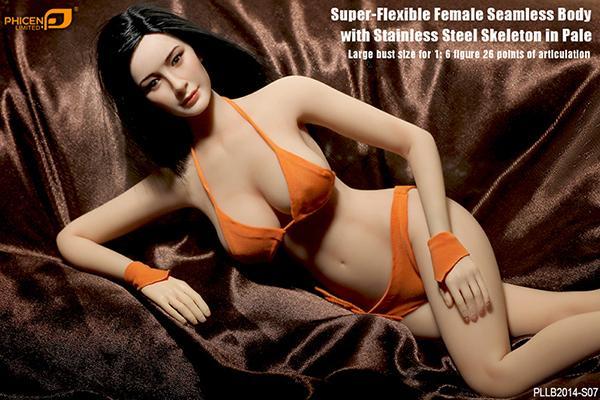 PHICEN PLLB2014-S07 Super-Flexible Female Seamless Body with Stainless Steel Skeleton in Pale/big bust size 1: 6 figure