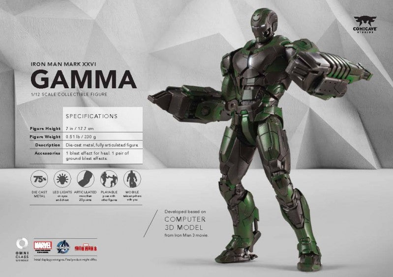 Comicave Studios 1:12 Scale Iron Man Mark XXVI - Gamma Collectible Figure