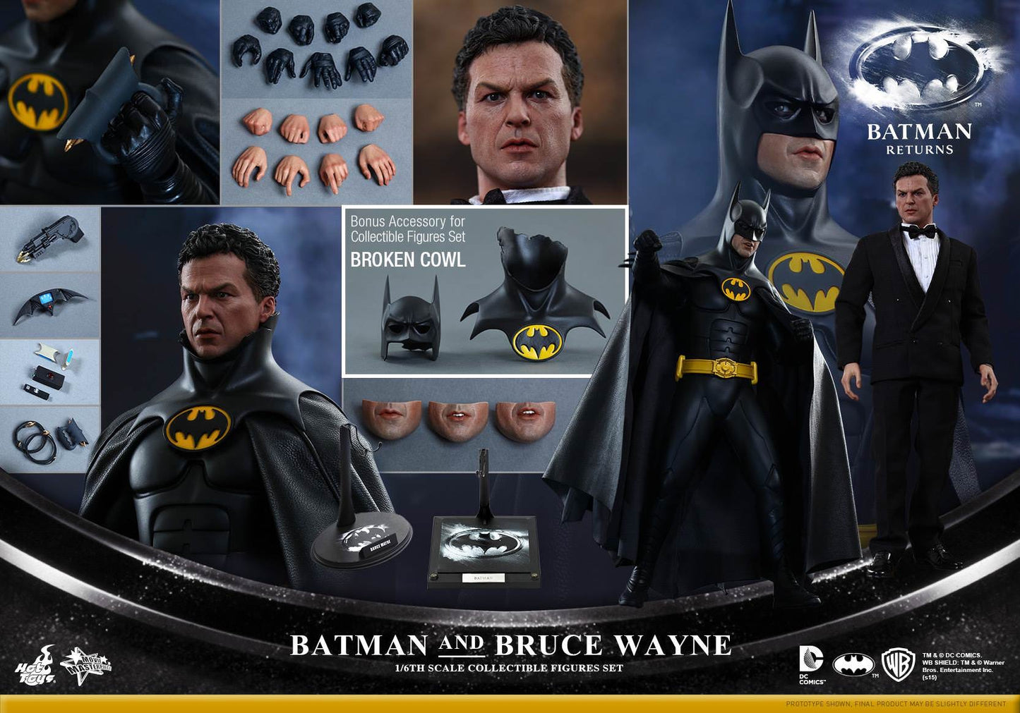 Hot Toys Batman Returns Batman &amp; Bruce Wayne 1/6th Scale Collectible Figures Set