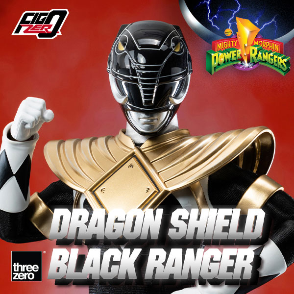 Threezero Mighty Morphin Power Rangers FigZero Dragon Shield Black Ranger 1:6 Scale Collection Figure