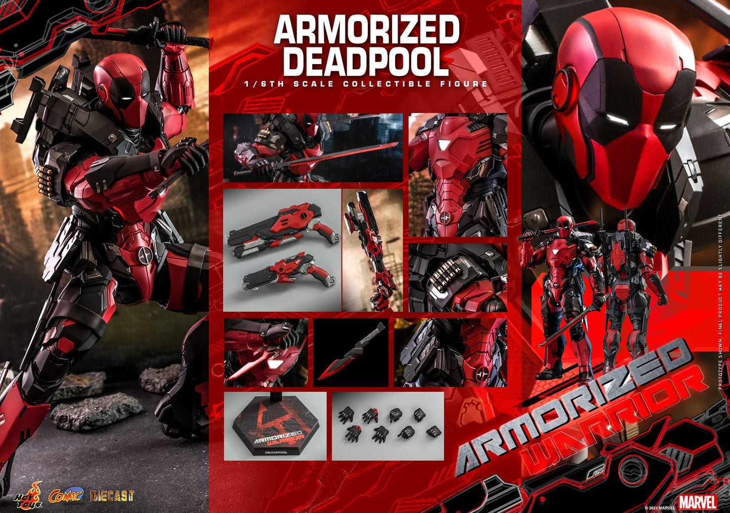 Hot Toys Armorized Warrior - 1/6th scale Armored Deadpool Collectible Figure Armorized Warrior Collection CMS09D42 (Regular Version)