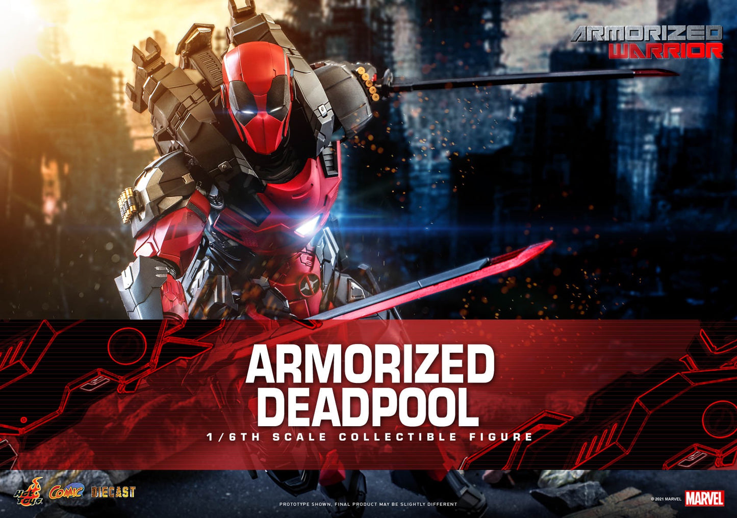 Hot Toys Armorized Warrior - 1/6th scale Armored Deadpool Collectible Figure Armorized Warrior Collection CMS09D42 (Regular Version)