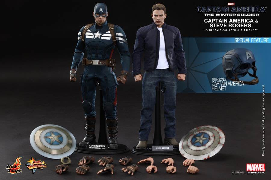 Hot Toys Captain America: The Winter Soldier Captain America &amp; Steve Rogers 1/6th Scale Collectible Figures Set MMS243