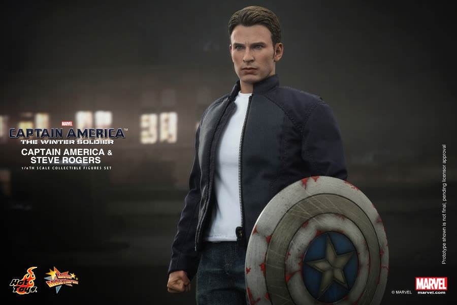 Hot Toys Captain America: The Winter Soldier Captain America &amp; Steve Rogers 1/6th Scale Collectible Figures Set MMS243