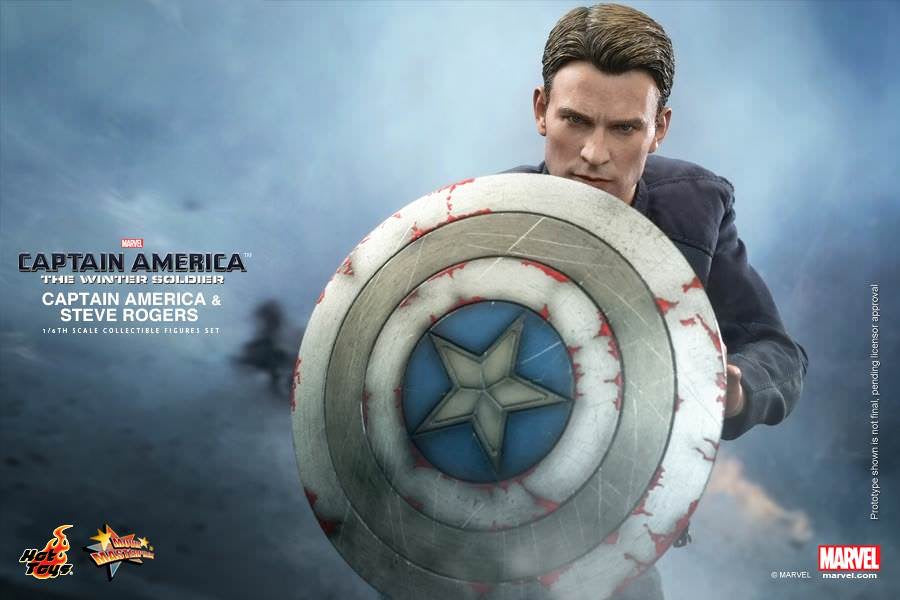 Hot Toys Captain America: The Winter Soldier Captain America &amp; Steve Rogers 1/6th Scale Collectible Figures Set MMS243