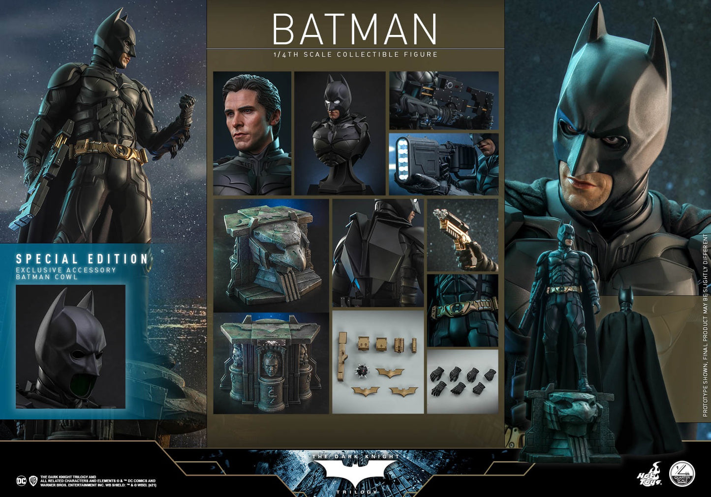 Hot Toys 1:4 Scale The Dark Knight Trilogy - Batman Collectible Figure ( Special Edition ) QS019B