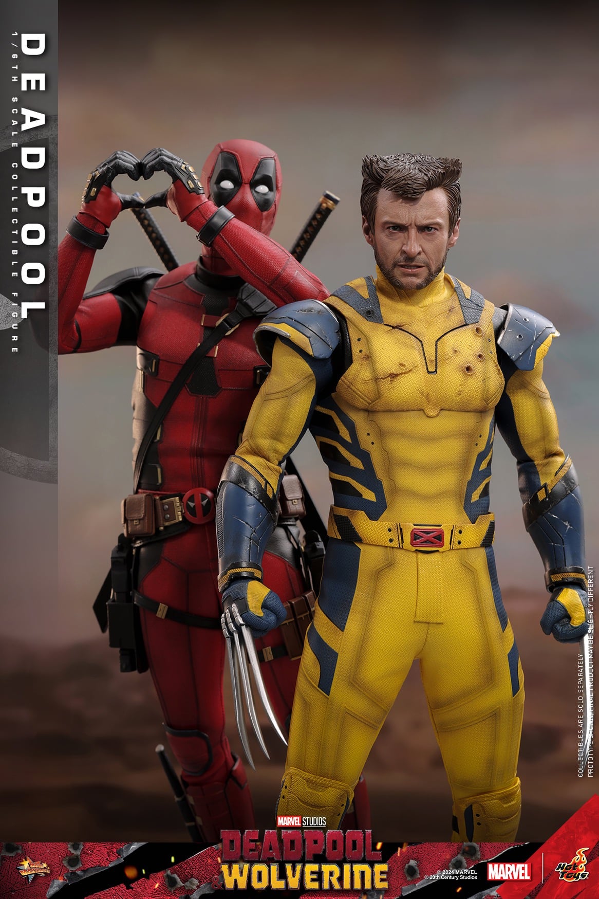 Hot Toys Deadpool &amp; Wolverine Deadpool 1:6 Scale  Figure (Event Special Version (Includes Special Edition Accessories: Two Gold Pistols And A Specially Designed Stone-like Movie-themed Base) MMS746B