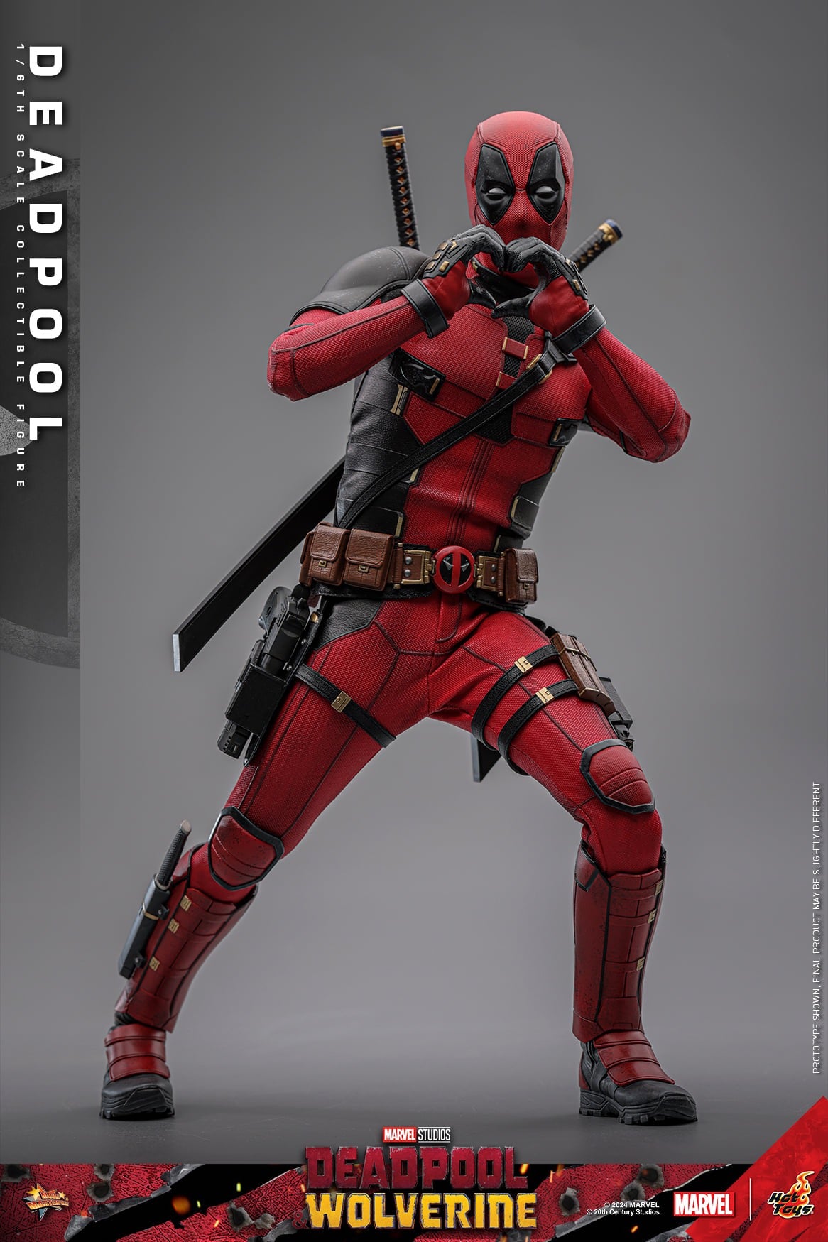 Hot Toys Deadpool &amp; Wolverine Deadpool 1:6 Scale  Figure (Event Special Version (Includes Special Edition Accessories: Two Gold Pistols And A Specially Designed Stone-like Movie-themed Base) MMS746B