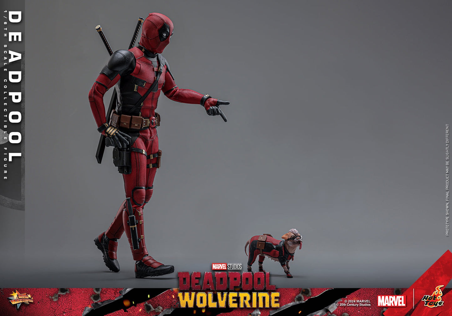 Hot Toys Deadpool &amp; Wolverine Deadpool 1:6 Scale  Figure (Event Special Version (Includes Special Edition Accessories: Two Gold Pistols And A Specially Designed Stone-like Movie-themed Base) MMS746B