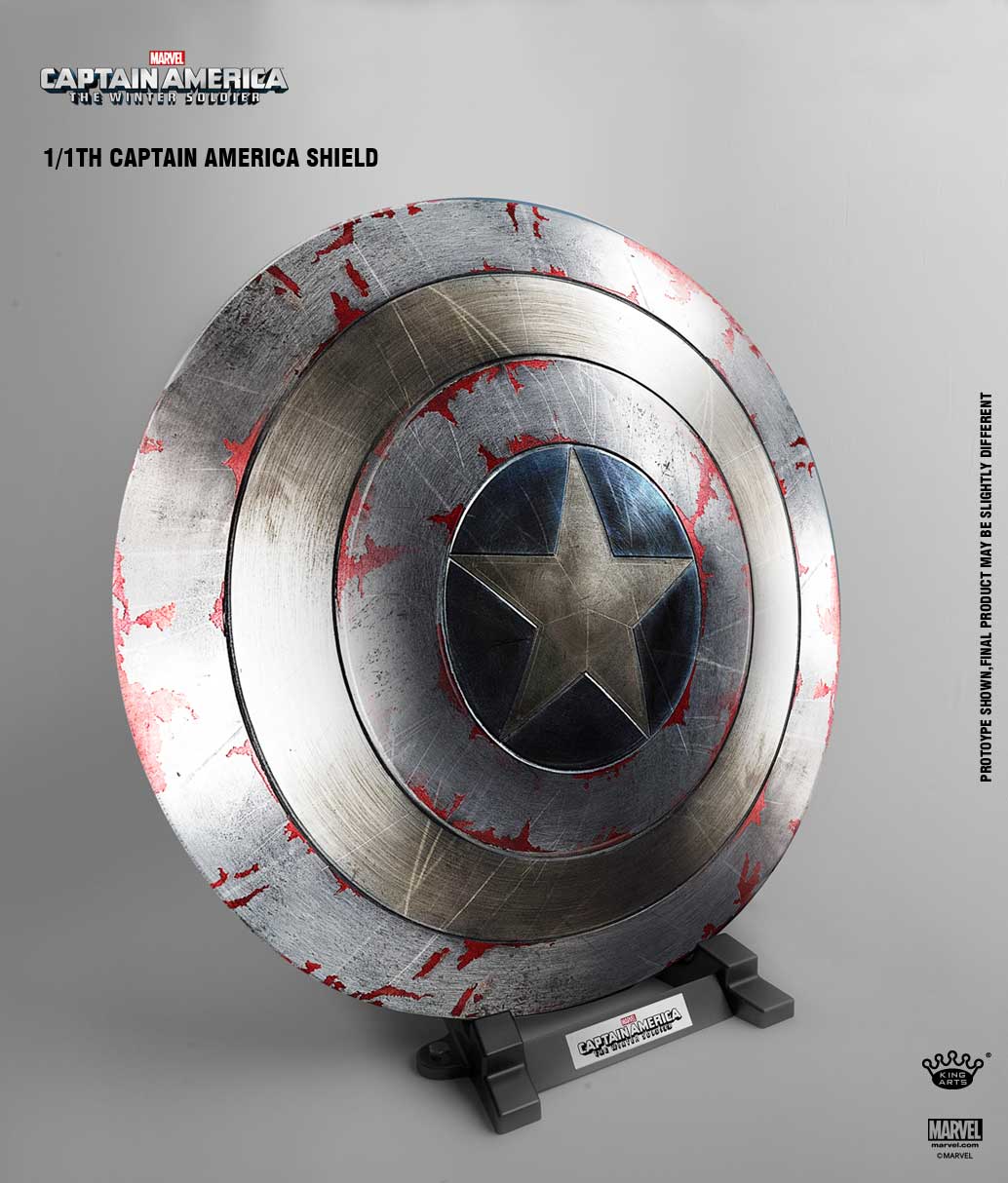 King Arts Captain America 2 - The Winter Soldier: Shield Replica - Collectible Battle Damage Pedestal Style