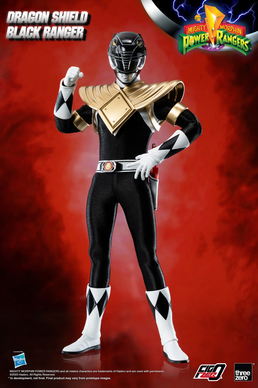 Threezero Mighty Morphin Power Rangers FigZero Dragon Shield Black Ranger 1:6 Scale Collection Figure