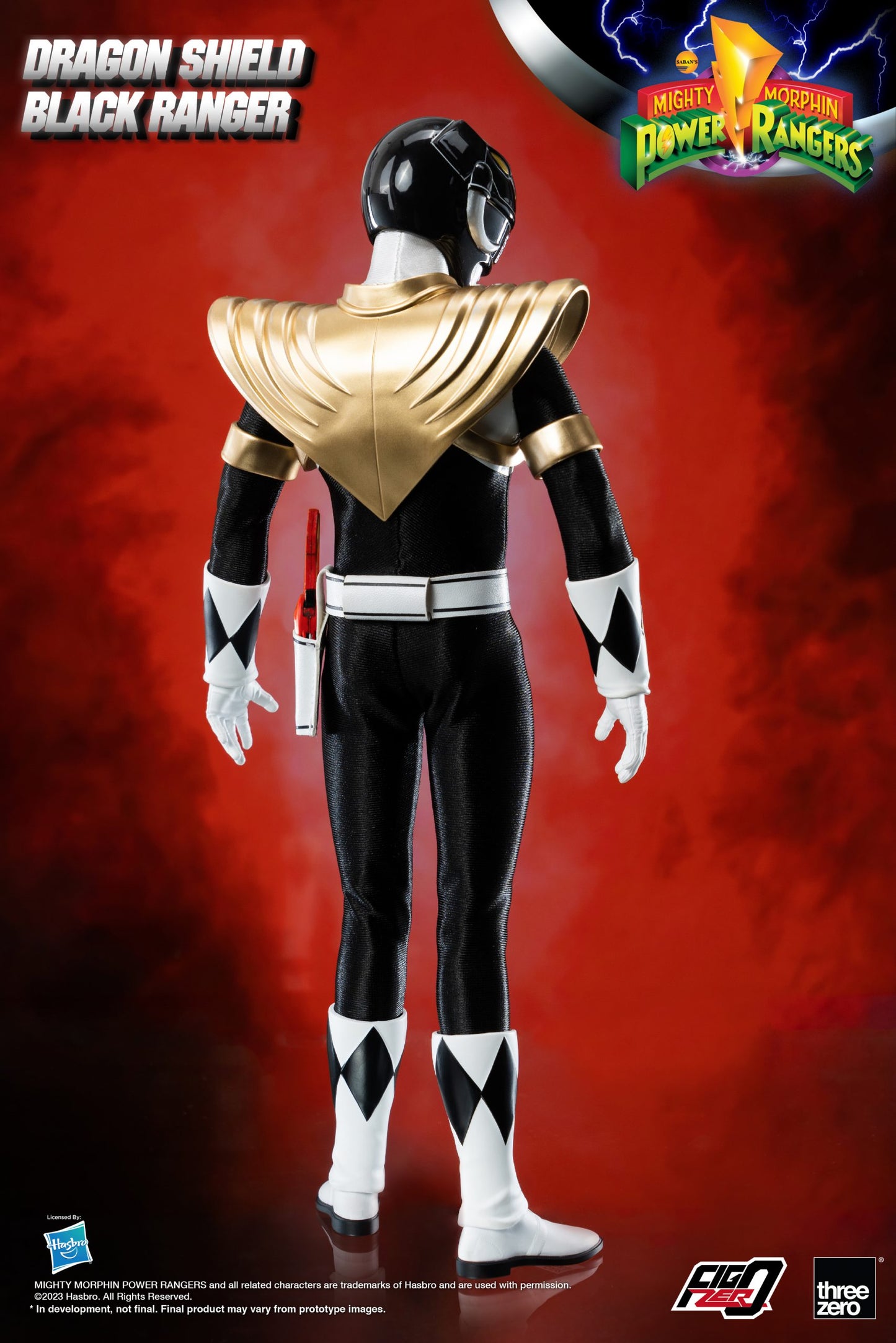 Threezero Mighty Morphin Power Rangers FigZero Dragon Shield Black Ranger 1:6 Scale Collection Figure