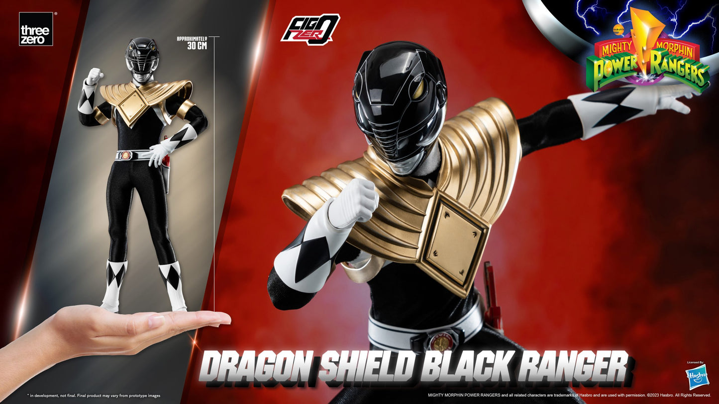 Threezero Mighty Morphin Power Rangers FigZero Dragon Shield Black Ranger 1:6 Scale Collection Figure