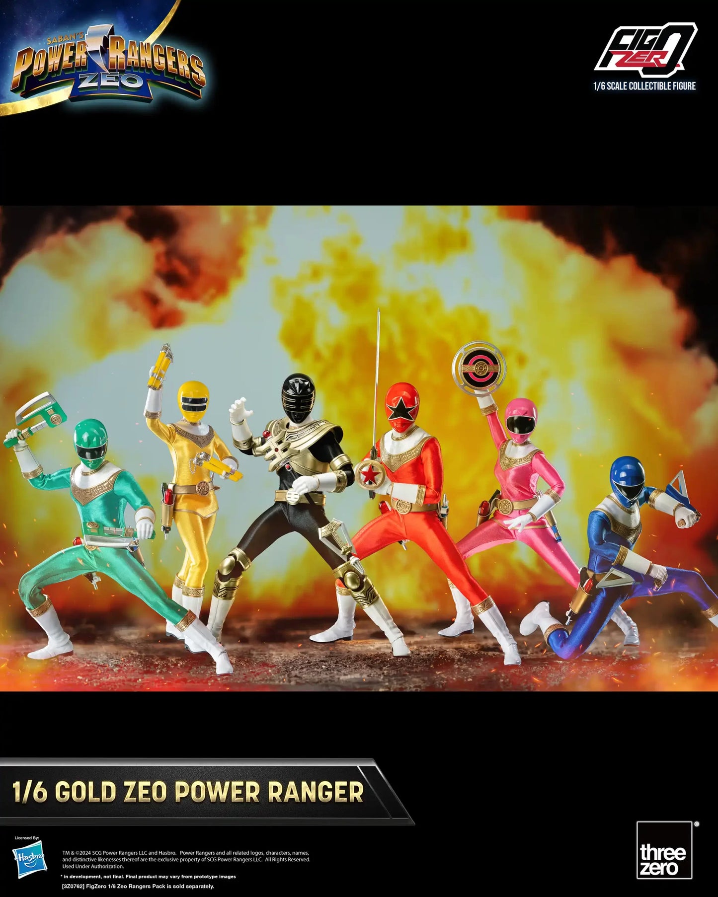 Threezero Power Rangers Zeo FigZero Gold Zeo Power Ranger 1:6 Scale Collectible Figure