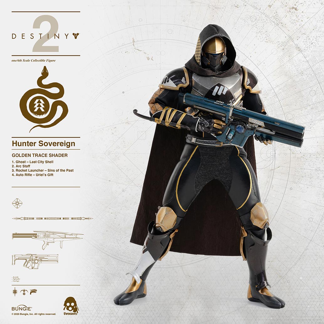 Threezero Destiny 2 – Hunter Sovereign 1:6 Scale Collectible Figure Golden Trace Shader