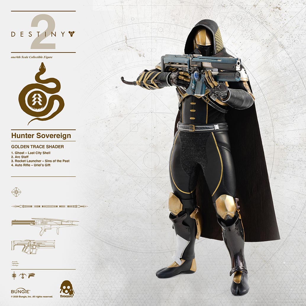 Threezero Destiny 2 – Hunter Sovereign 1:6 Scale Collectible Figure Golden Trace Shader