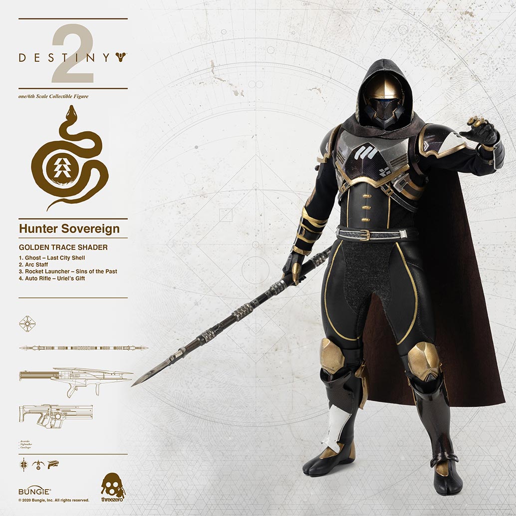 Threezero Destiny 2 – Hunter Sovereign 1:6 Scale Collectible Figure Golden Trace Shader