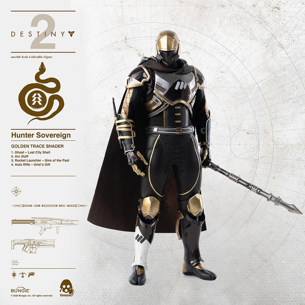 Threezero Destiny 2 – Hunter Sovereign 1:6 Scale Collectible Figure Golden Trace Shader