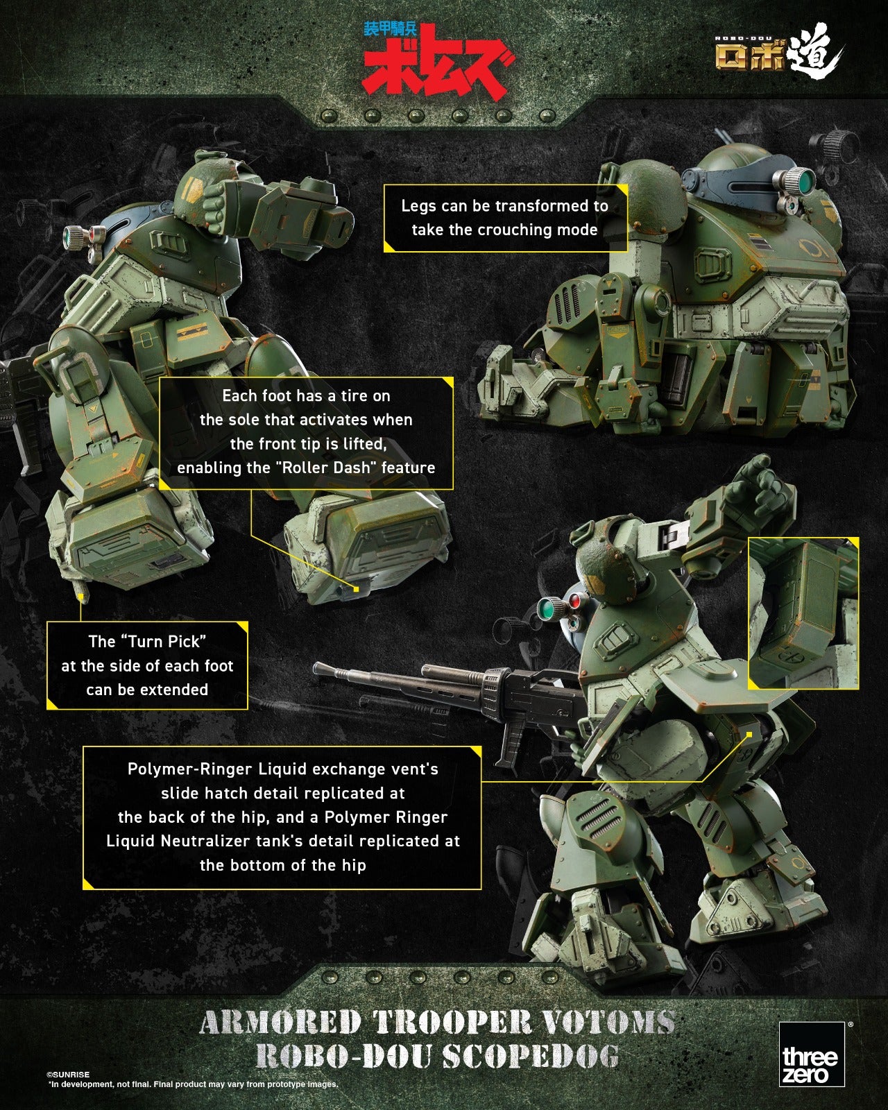 Threezero Armored Trooper Votoms Robo-dou Scopedog Collectible Figure