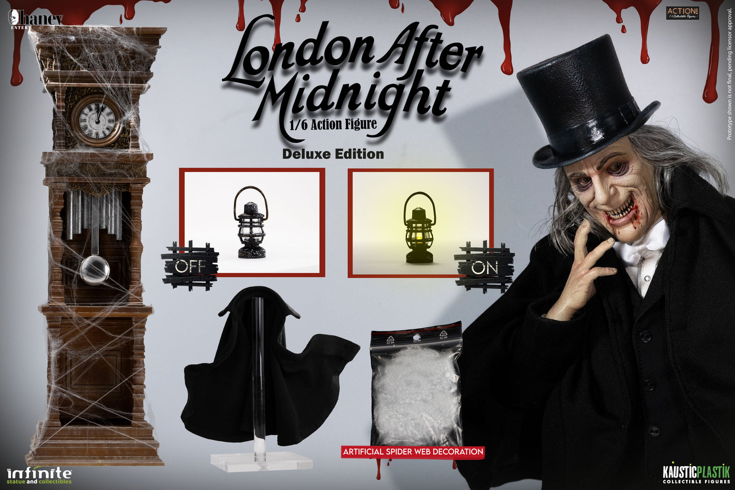 Kaustic Plastik &amp; Infinite Statue Lon Chaney As London After Midnight 1/6 Action Figure Deluxe Version