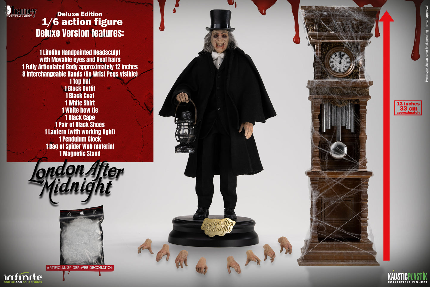 Kaustic Plastik &amp; Infinite Statue Lon Chaney As London After Midnight 1/6 Action Figure Deluxe Version