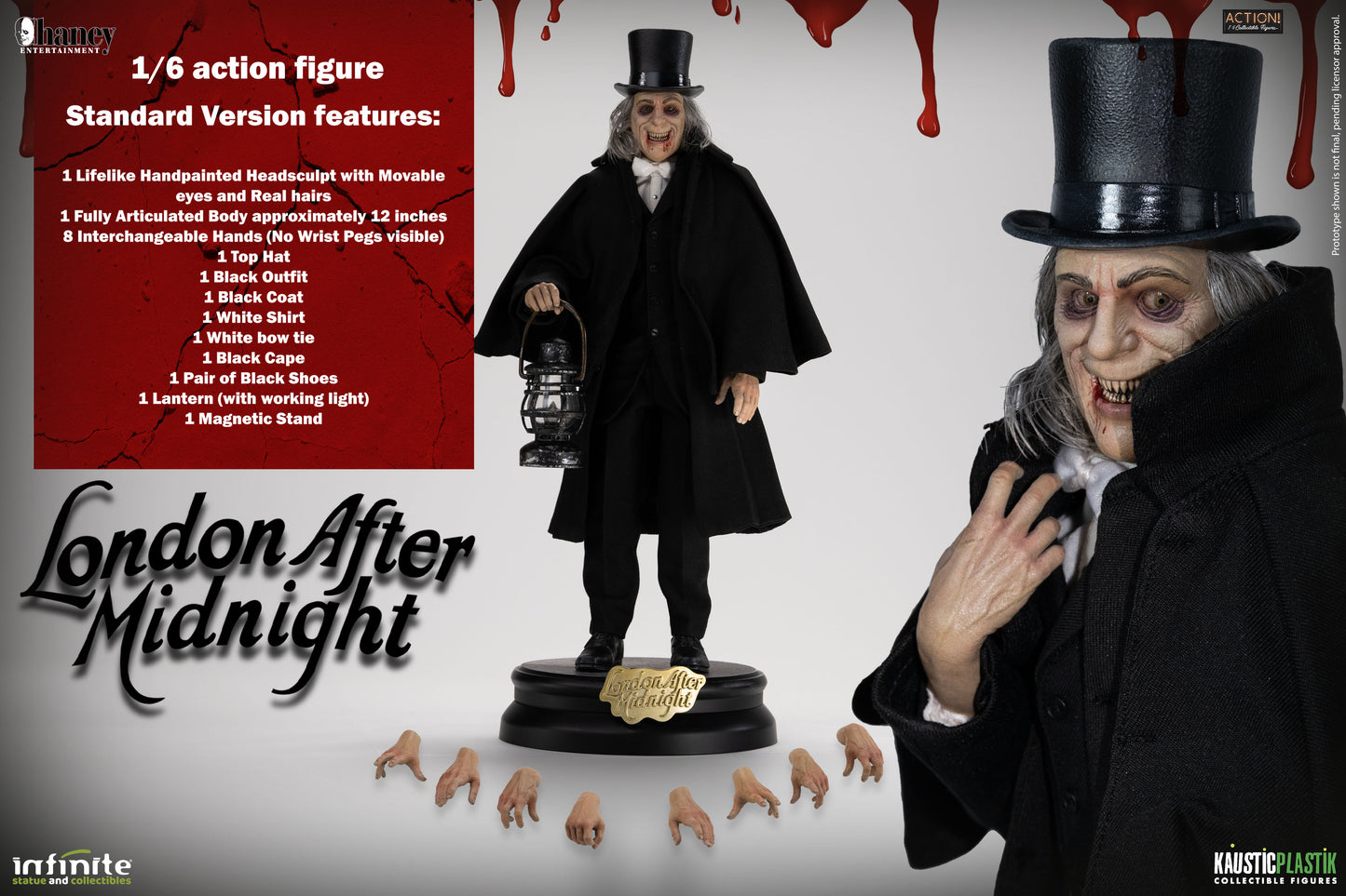 Kaustic Plastik &amp; Infinite Statue Lon Chaney As London After Midnight 1/6 Action Figure Standard Version