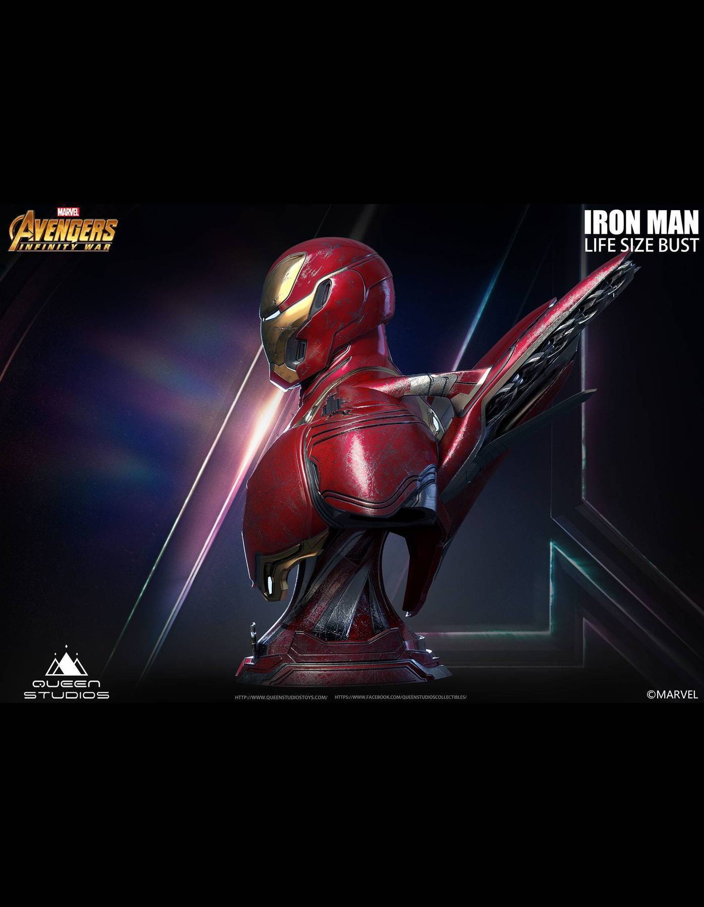 Queen Studios Iron Man MK50 (Battle Damaged) 1:1 Life Size Bust