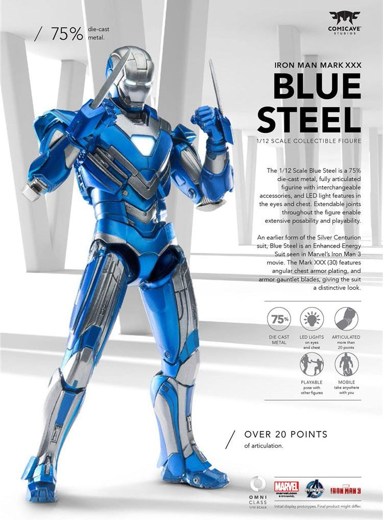 Comicave Studios 1:12 Scale Iron Man Mark XXX - Blue Steel Collectible Figure