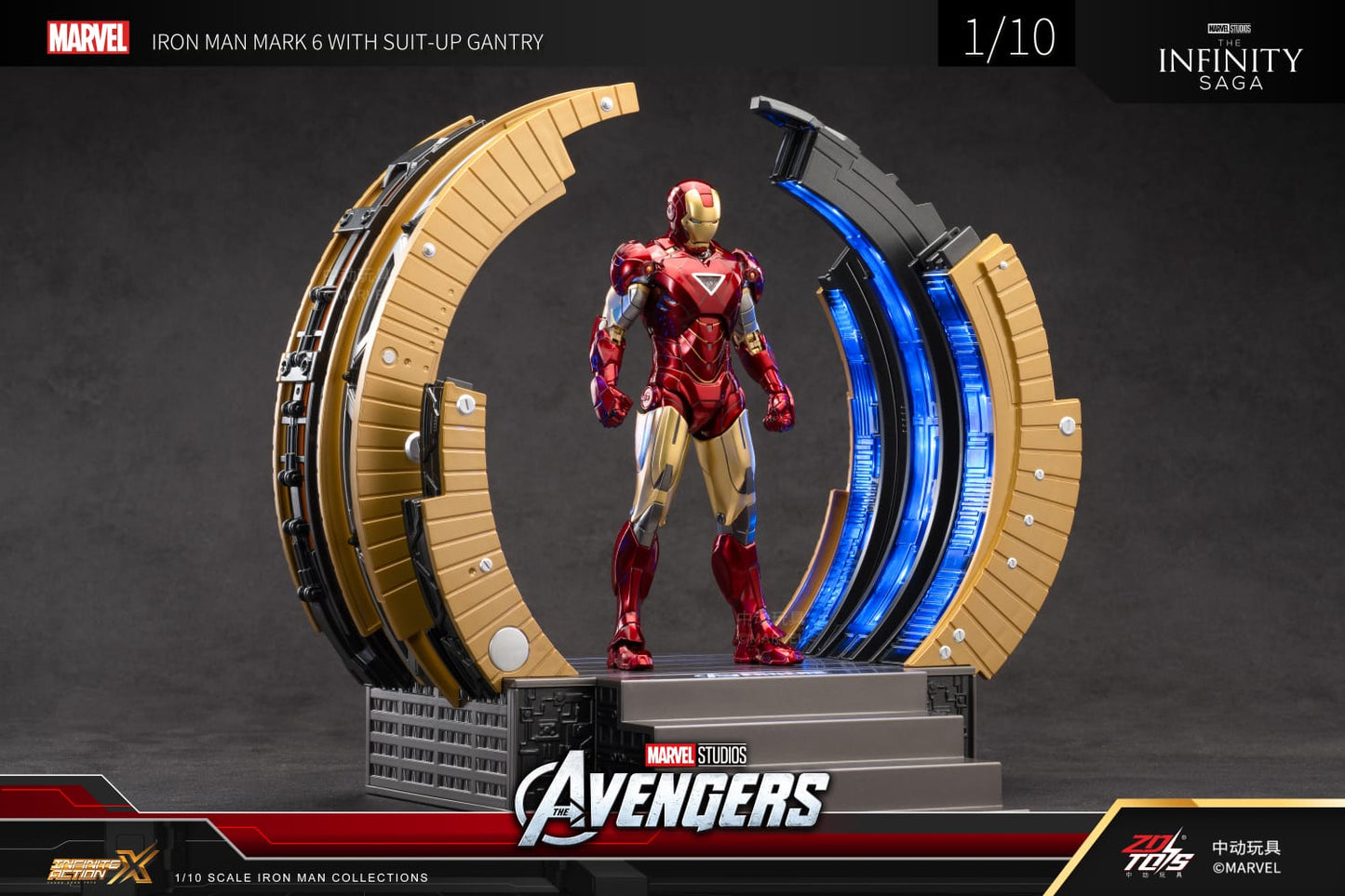 ZD Toys Avengers Iron Man Mark VI &amp; Suit-Up Gantry 1:10 Scale Scale Collectible Figure Set  (Non-Light Up Function)