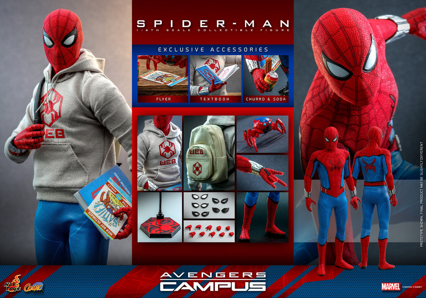 Hot Toys Avengers Campus - 1/6th scale Spider-Man Collectible Figure CMS010B ( D23 Expo Exclusive)